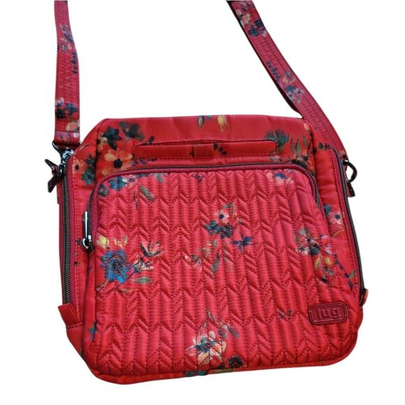 Lug Ranger Red Boquet Floral Quilted Puffer Crossbody Bag Excellent Condition - Picture 1 of 13